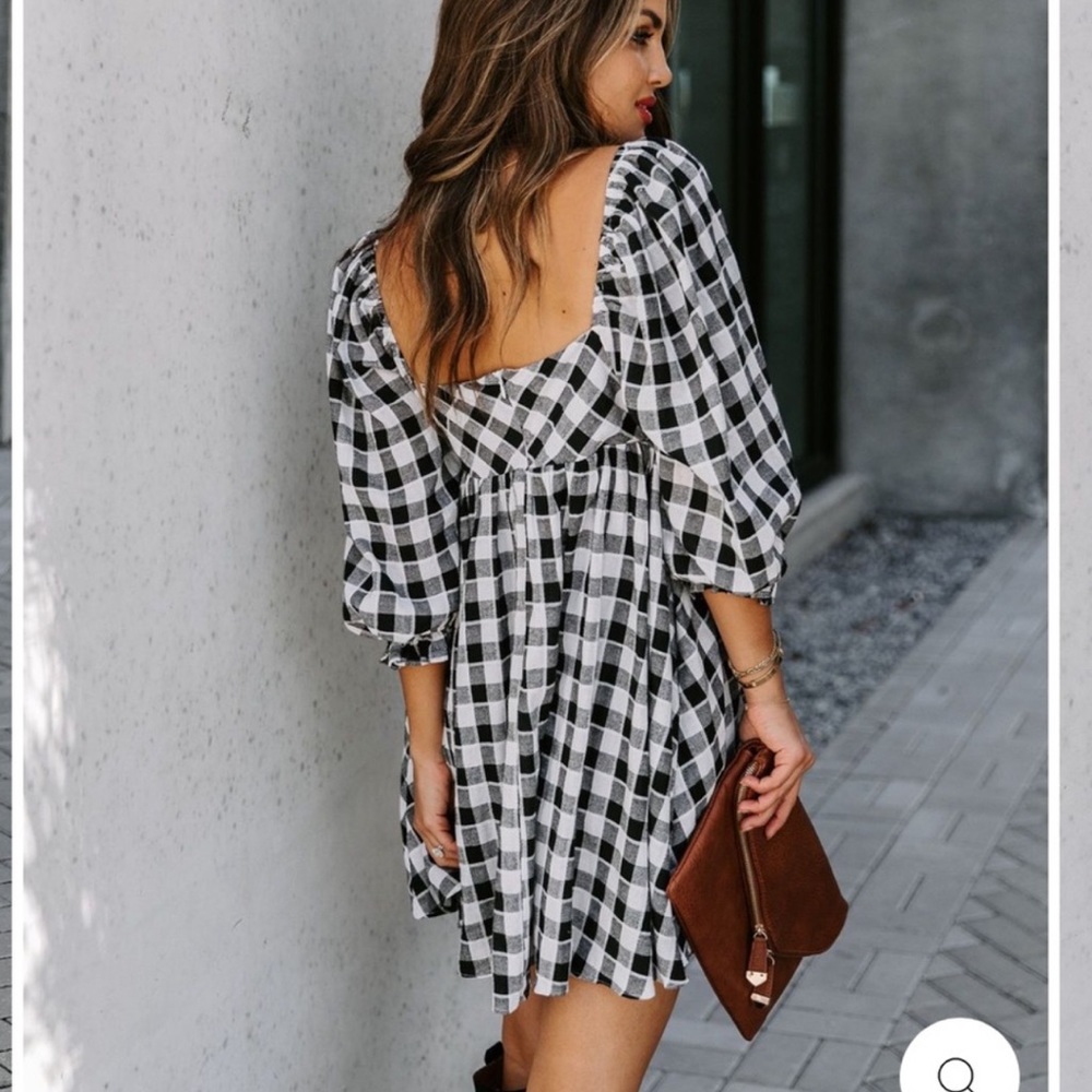 Plaid Babydoll Dress - Picture 2 of 3